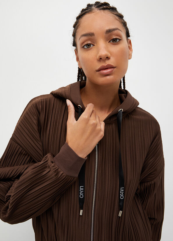 Women's Liu Jo Pleated Sweatshirts Dark Brown | UPR-048635