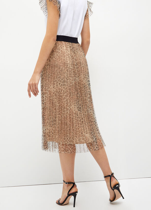 Women's Liu Jo Pleated With Animal Print Skirts Leopard | OAK-718049