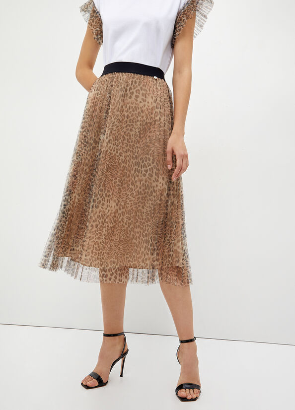 Women\'s Liu Jo Pleated With Animal Print Skirts Leopard | OAK-718049