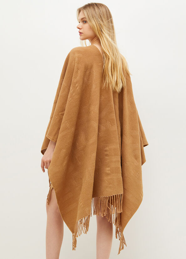 Women's Liu Jo Poncho With Logo Coats Brown | OPV-307214