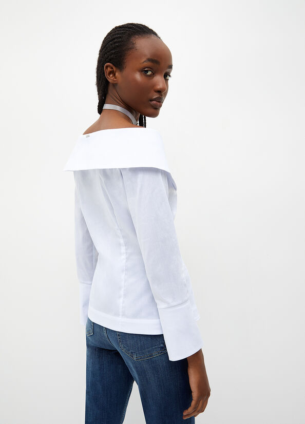 Women's Liu Jo Poplin Blouse Shirts White | GUD-560813