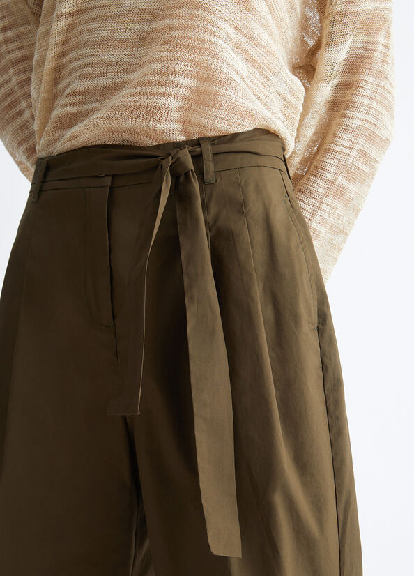 Women's Liu Jo Poplin Pants Olive | MFS-420879