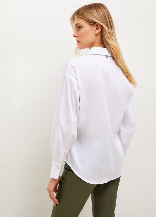 Women's Liu Jo Poplin Shirts White | MUP-258106