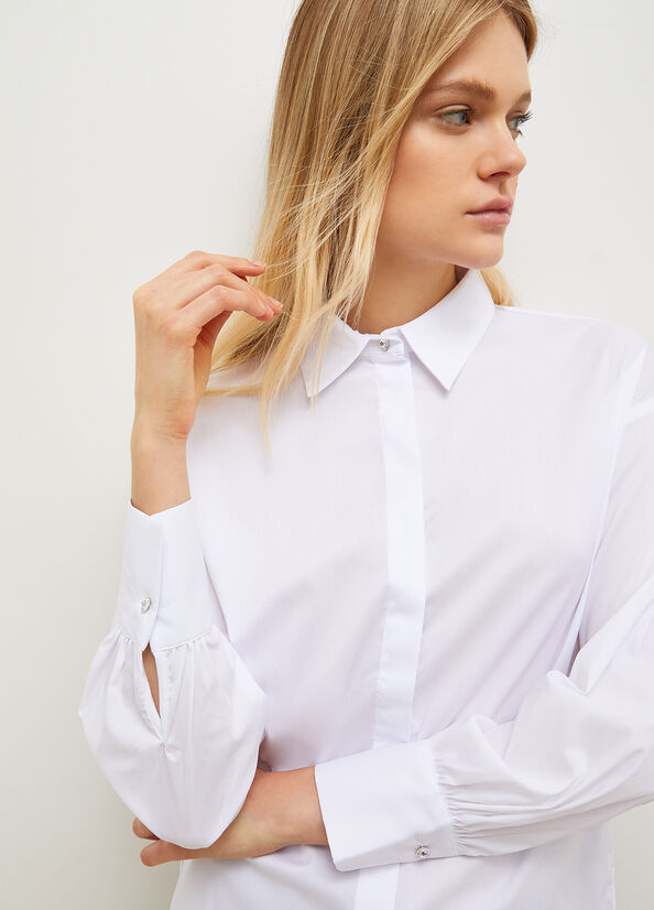 Women's Liu Jo Poplin Shirts White | MUP-258106