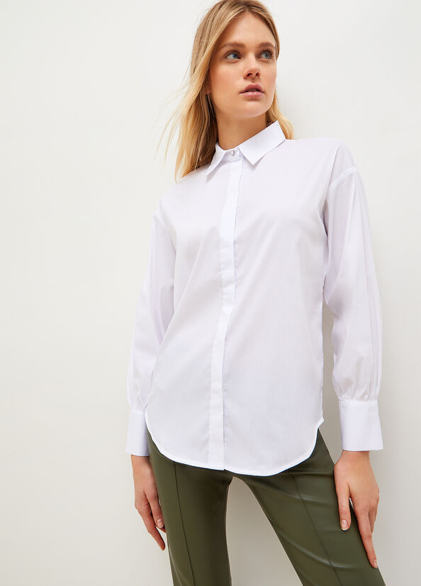 Women\'s Liu Jo Poplin Shirts White | MUP-258106