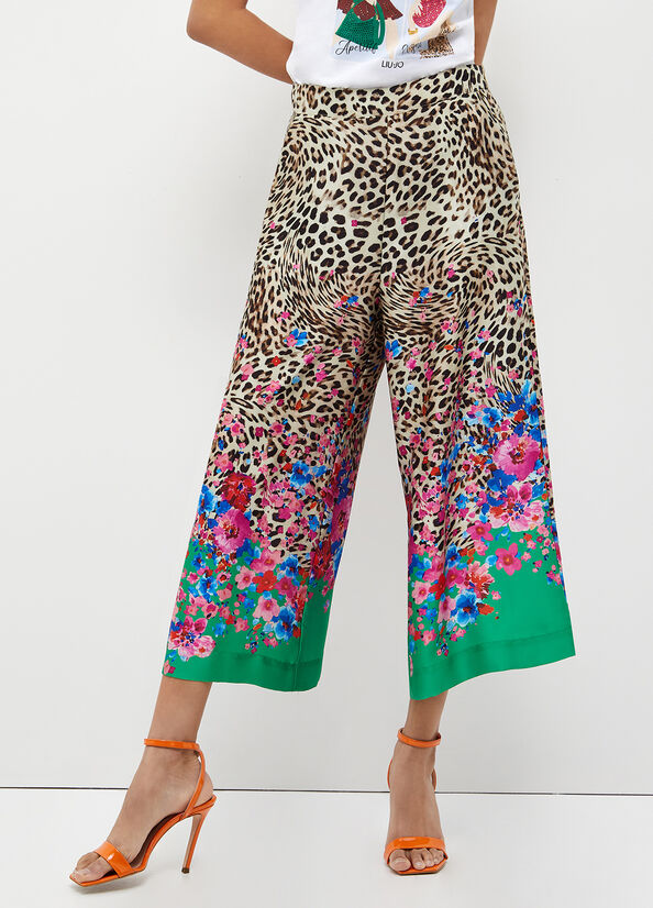 Women\'s Liu Jo Printed Palazzo Pants Green | VUP-362580