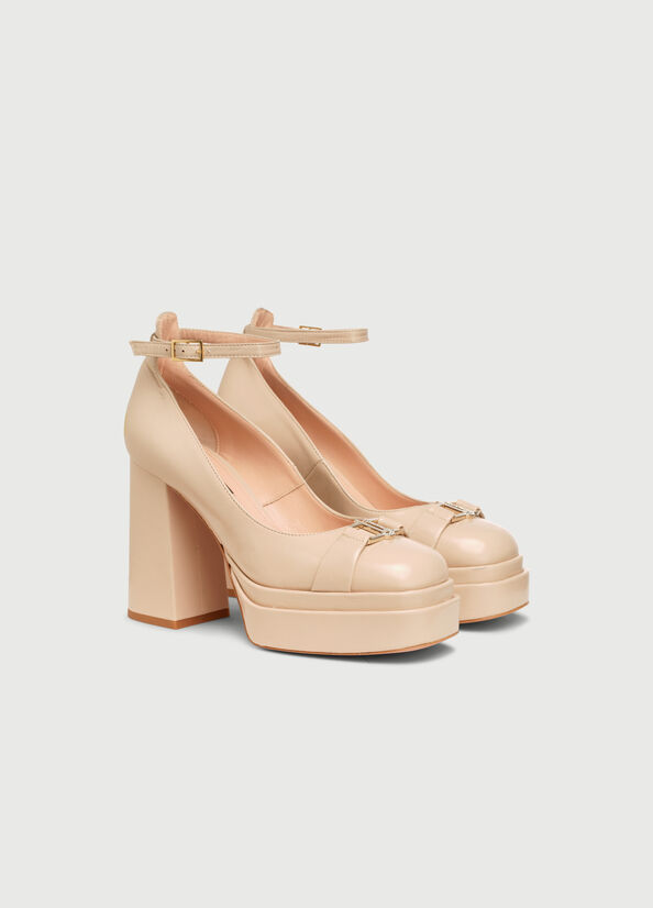 Women's Liu Jo Pumps With Wide High Heels Beige | ANV-236819