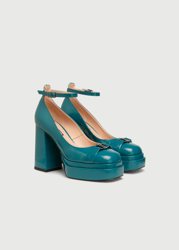 Women's Liu Jo Pumps With Wide High Heels Turquoise | KYS-987516