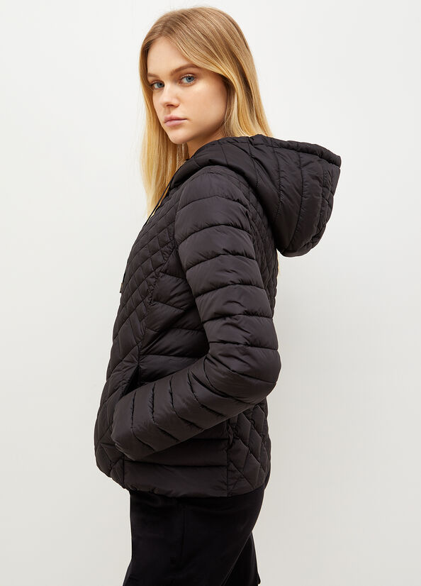 Women's Liu Jo Quilted Down With Hood Coats Black | LXZ-350942