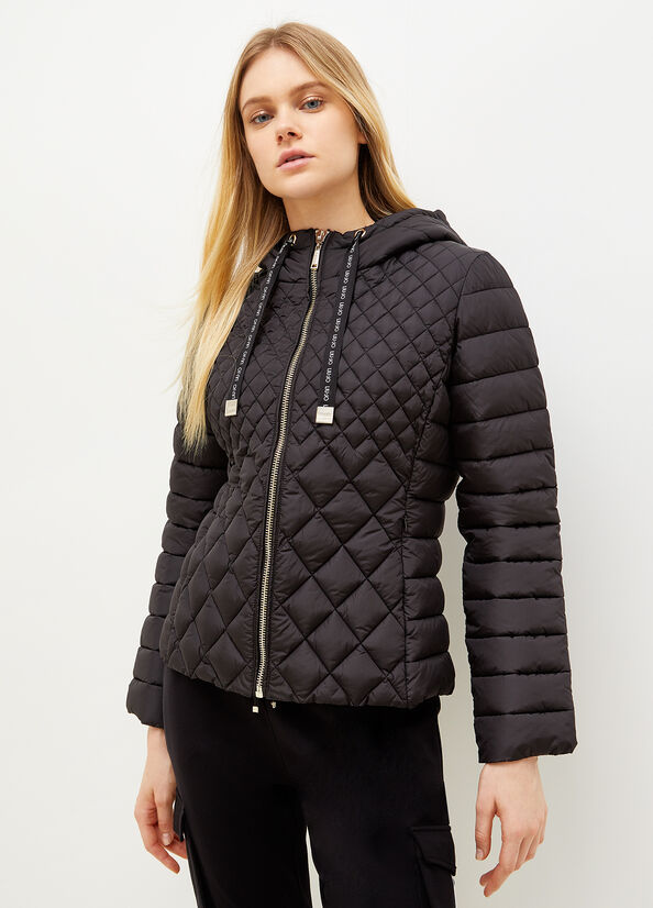 Women\'s Liu Jo Quilted Down With Hood Coats Black | LXZ-350942