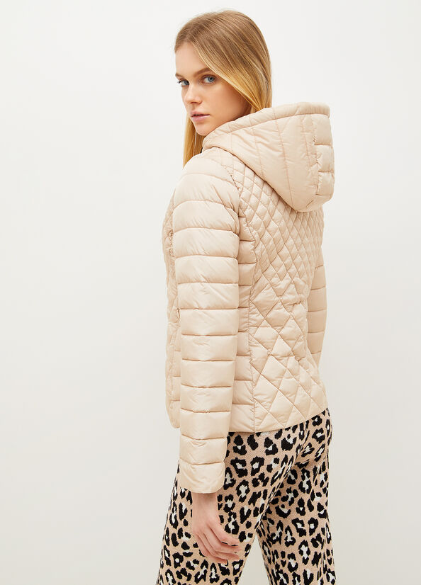 Women's Liu Jo Quilted Down With Hood Coats Light Beige | YTE-640592