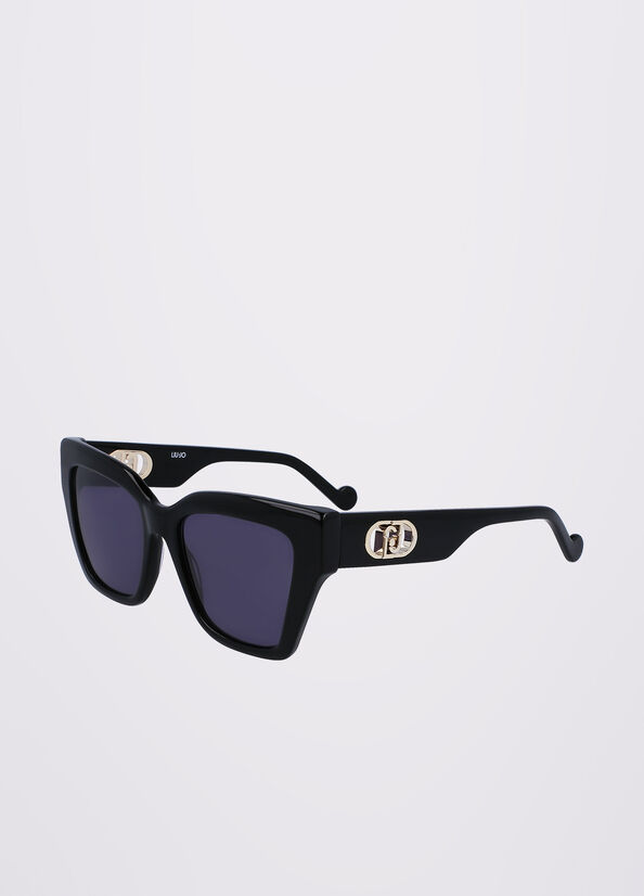 Women's Liu Jo Rectangular Sunglasses Black | TDG-069815