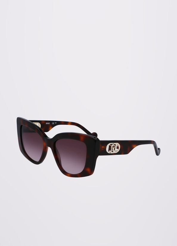 Women's Liu Jo Rectangular Sunglasses Black | YXS-794853