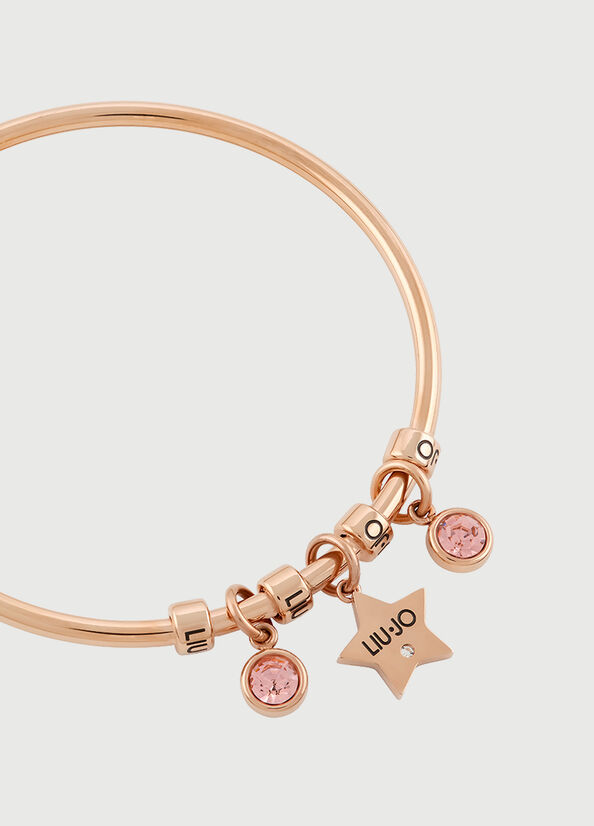 Women's Liu Jo Rigid Bracelet With Jewel Charm Jewelry Rose Gold | AKX-698310