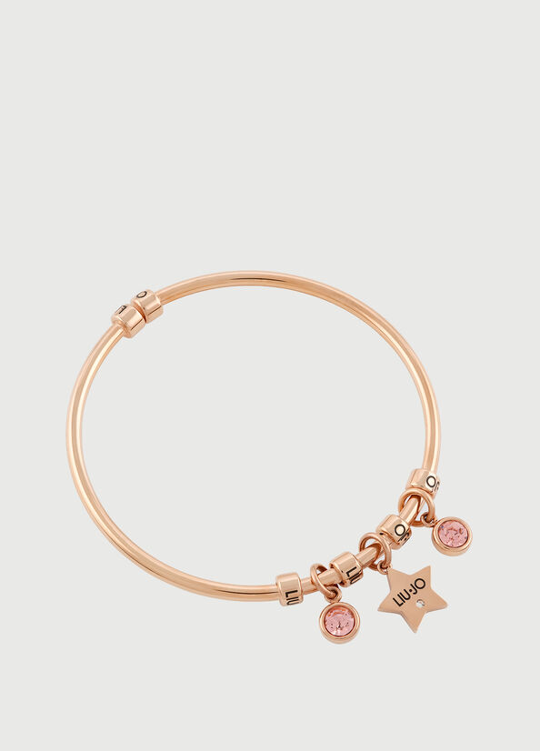 Women\'s Liu Jo Rigid Bracelet With Jewel Charm Jewelry Rose Gold | AKX-698310