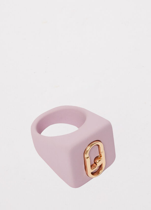 Women's Liu Jo Ring With Monogram Logo Jewelry Pink | DVI-713508