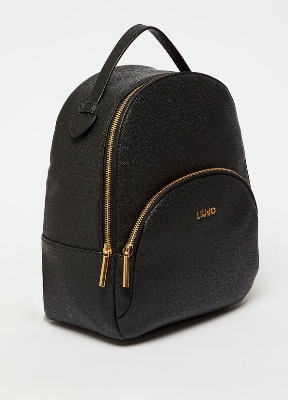 Women's Liu Jo Rucksack With Logo Backpacks Black | KUN-052137