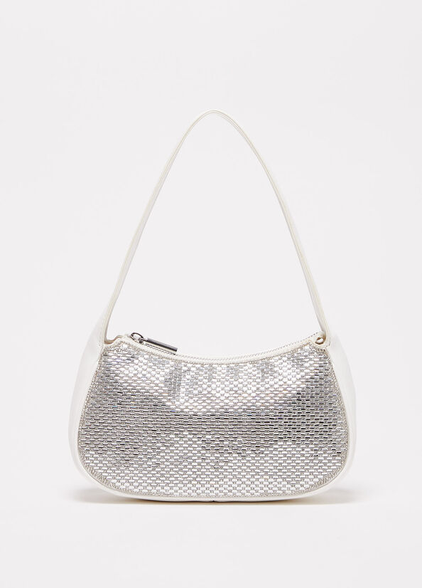 Women's Liu Jo Shoulder With Rhinestones Shoulder Bags White | MQP-174029