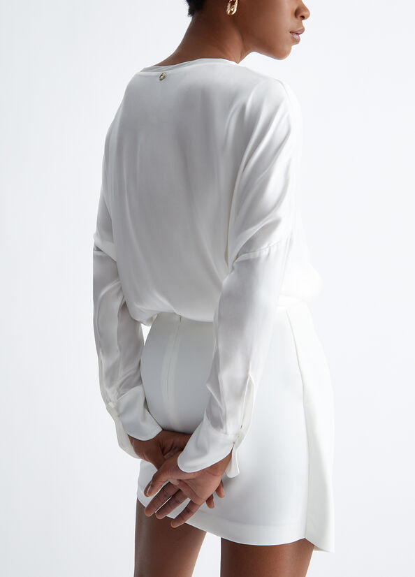 Women's Liu Jo Silk Blend Blouse Shirts White | PTX-549031