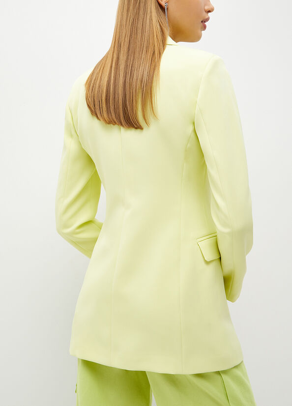 Women's Liu Jo Single-Breasted Stretch Blazer Jackets Light Yellow | RQD-706895