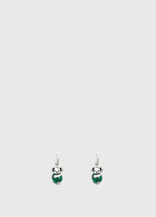 Women\'s Liu Jo Single Koala Earring Jewelry Silver / Green | ITX-710546