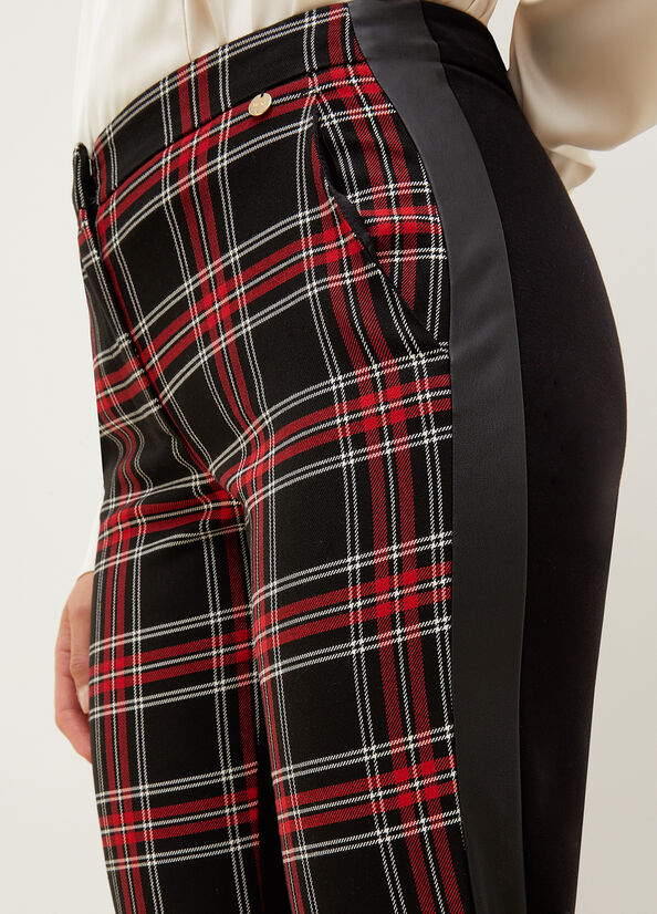 Women's Liu Jo Slim Fit Tartan Pants Black / Red | UQY-526810