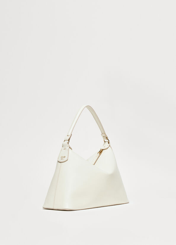 Women's Liu Jo Small Hobo In Leather Crossbody Bags White | IFV-908235