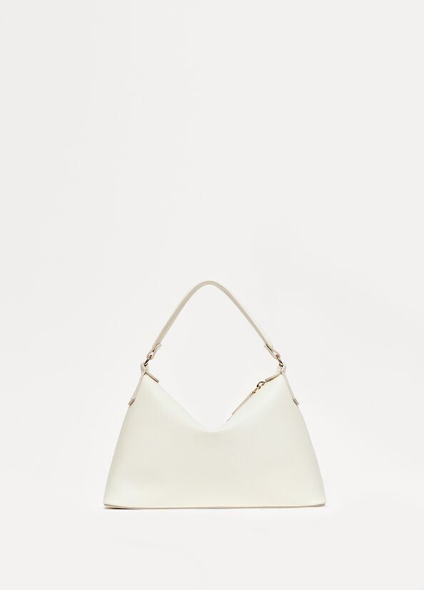 Women's Liu Jo Small Hobo In Leather Crossbody Bags White | IFV-908235