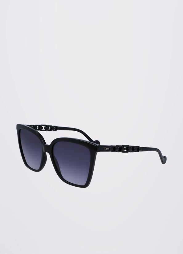 Women's Liu Jo Squared Sunglasses Black | JWK-061498