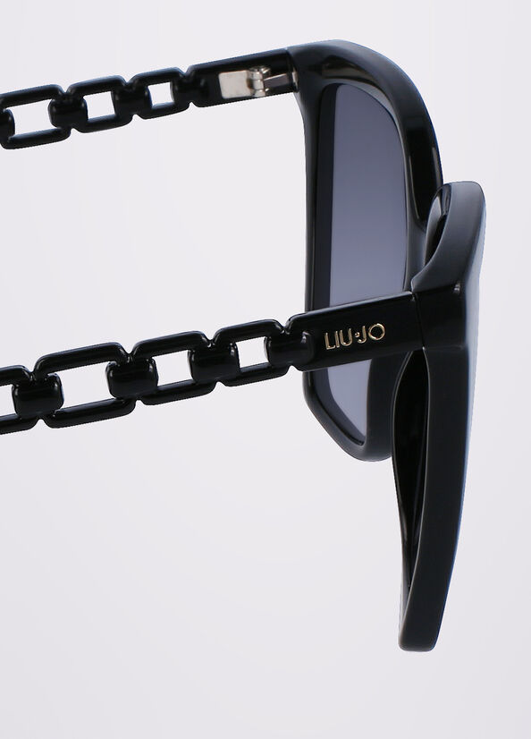 Women's Liu Jo Squared Sunglasses Black | JWK-061498