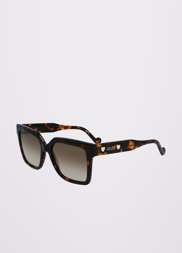 Women's Liu Jo Squared Sunglasses Black | YWD-179625