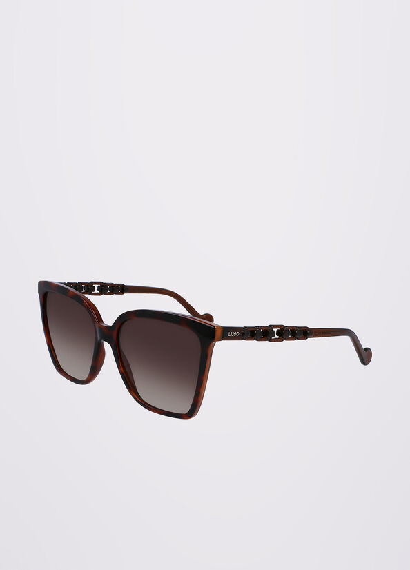 Women's Liu Jo Squared Sunglasses Brown | CYG-506928