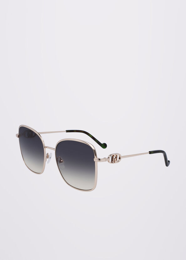 Women's Liu Jo Squared Sunglasses Gold | PRG-145237