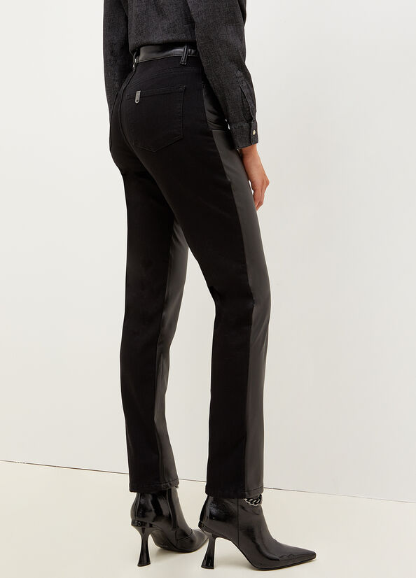 Women's Liu Jo Straight In Fabric Straight-Fit Jeans Black | NKF-187024