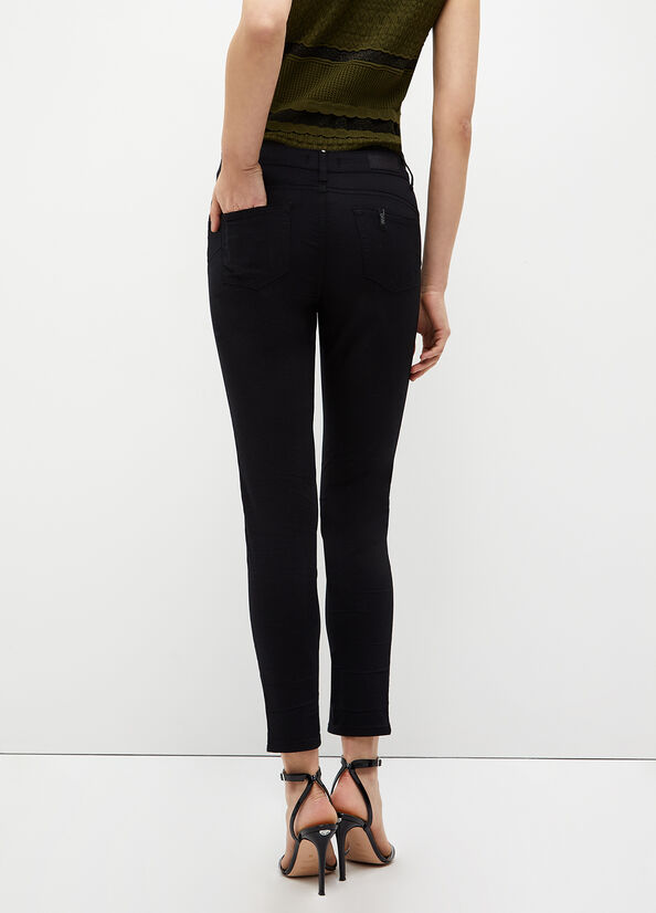 Women's Liu Jo Stretch Bottom Up Pants Black | NIG-360279