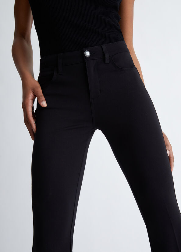 Women's Liu Jo Stretch Bottom Up Pants Black | OBK-532810