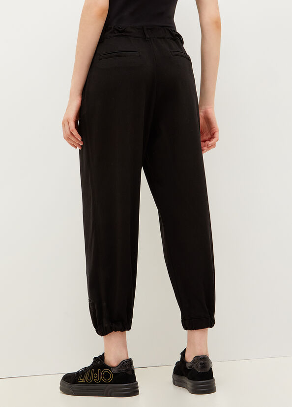 Women's Liu Jo Stretch Cotton Fleece Pants Black | SLY-984532