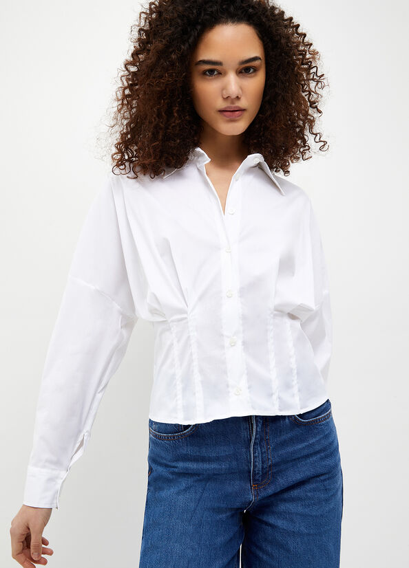 Women\'s Liu Jo Stretch Cotton Shirts White | QYH-029785