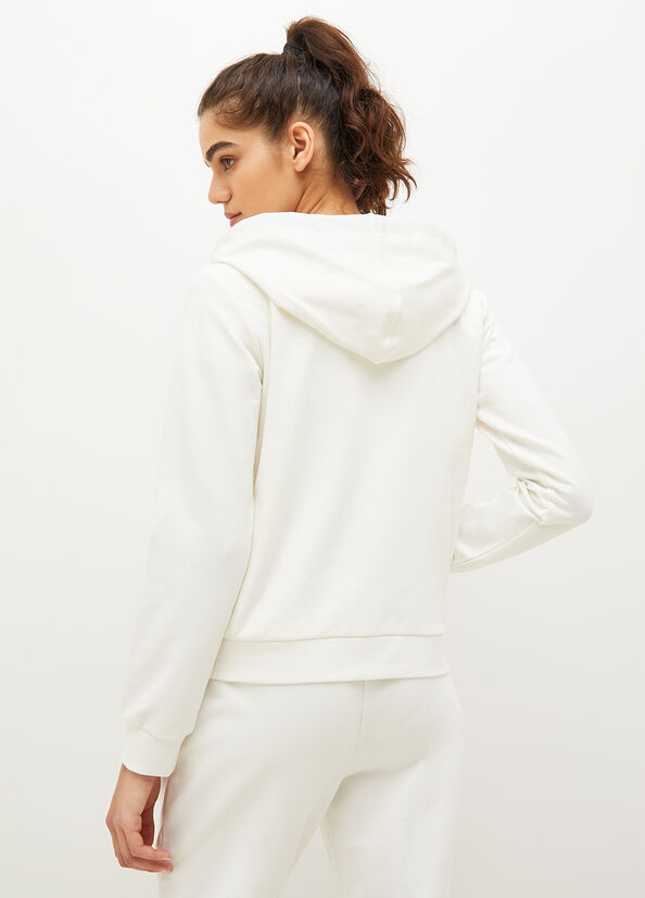 Women's Liu Jo Stretch Cotton With Logo Sweaters White | NYG-082657