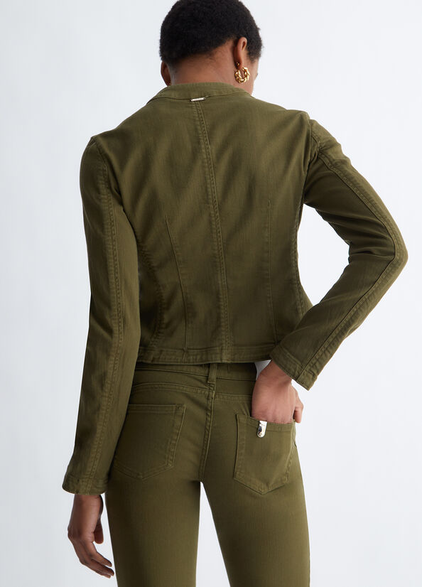 Women's Liu Jo Stretch Drill Jackets Olive | NXB-503216