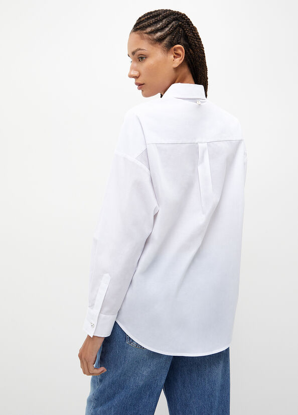 Women's Liu Jo Striped Poplin Shirts White | GMZ-084153