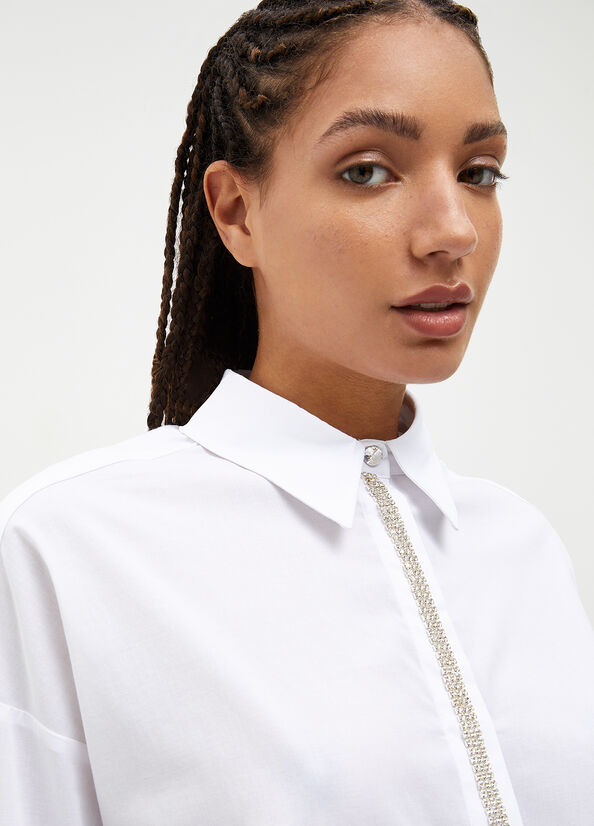 Women's Liu Jo Striped Poplin Shirts White | GMZ-084153