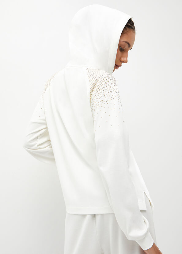 Women's Liu Jo Studded Sweatshirts White | SBM-385601