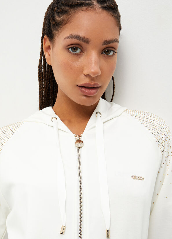 Women's Liu Jo Studded Sweatshirts White | SBM-385601