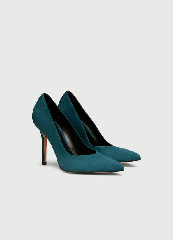 Women's Liu Jo Suede High Heels Turquoise | NGO-094613