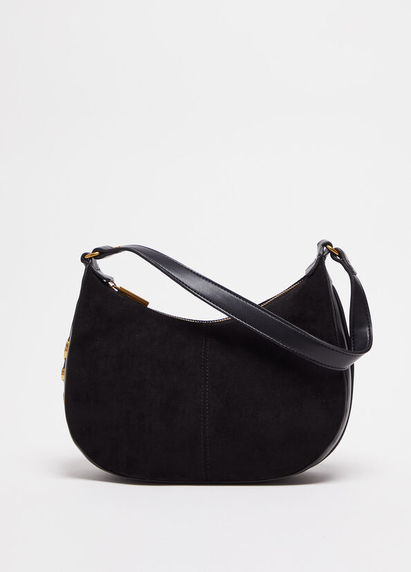 Women's Liu Jo Suede Shoulder Bags Black | IDQ-761428