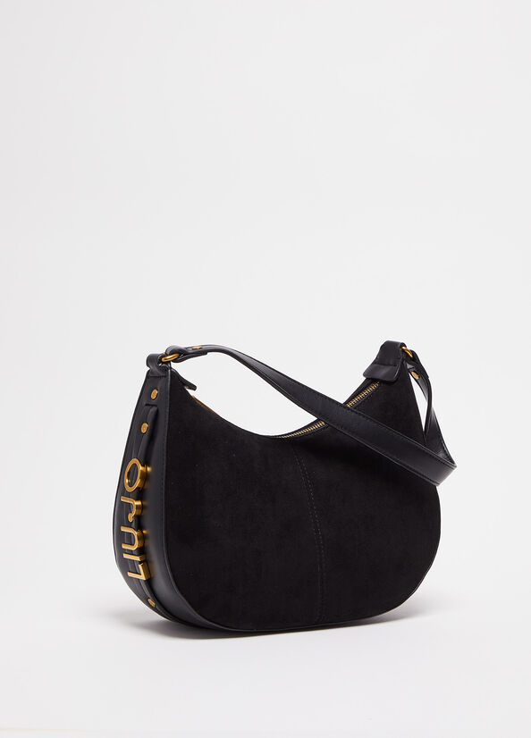 Women's Liu Jo Suede Shoulder Bags Black | IDQ-761428