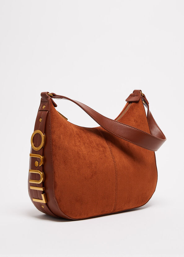 Women's Liu Jo Suede Shoulder Shoulder Bags Brown | KUS-582394