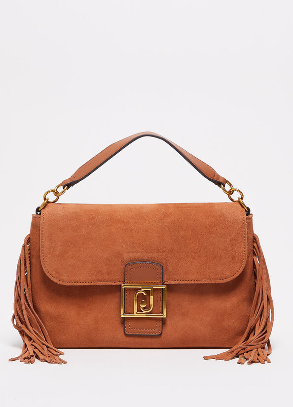 Women's Liu Jo Suede With Fringes Handbag Brown | GAU-039614