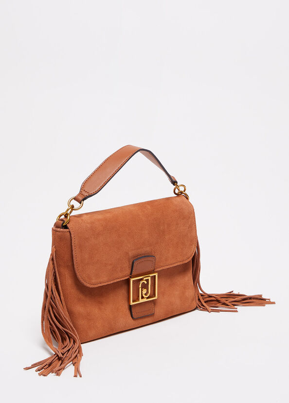 Women's Liu Jo Suede With Fringes Handbag Brown | GAU-039614